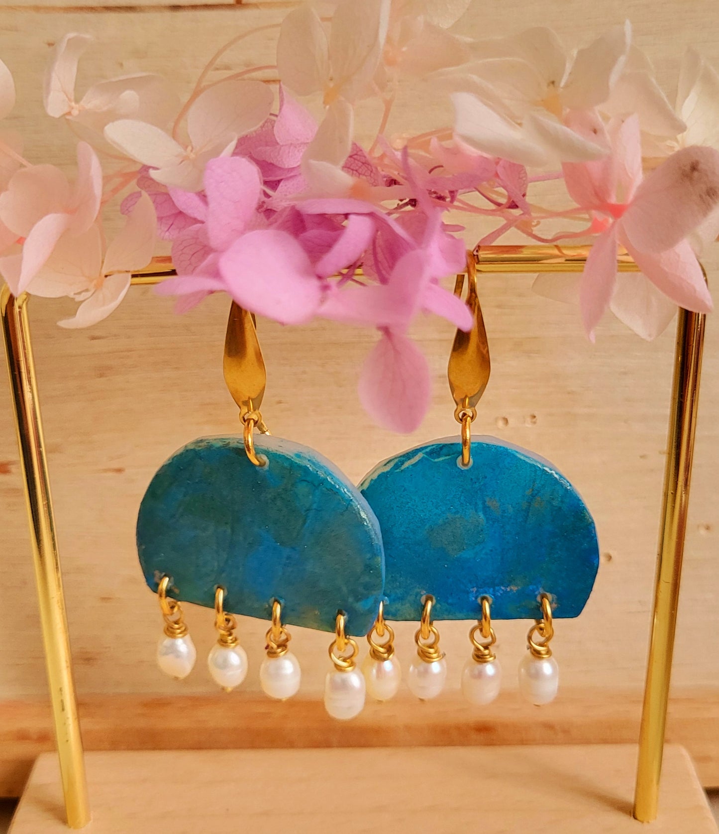 Boucles d'oreilles en pâte polymère et acier inoxydable